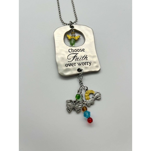 Religious Faith Small Stainless Hammered Steel Hanging Ornament Charm Pendant - Picture 3 of 5